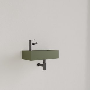 Fontein Gliss Design Nano 36x18x9 cm 1 Kraangat Links Olijf Groen