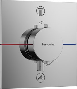 Hansgrohe ShowerSelect Comfort E thermostaat inbouw voor 2 functies met geïntergreerde zekerheidscombinatie volgens EN1717, chroom