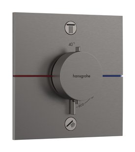 Hansgrohe ShowerSelect Comfort E thermostaat inbouw voor 2 functies met geïntergreerde zekerheidscombinatie volgens EN1717, Brushed Black Chrome