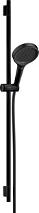 Hansgrohe Rainfinity doucheset 130 3jet met glijstang S Puro 90 cm, push-schuifstuk en Designflex textiel doucheslang 160 cm, mat zwart