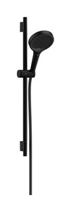 Hansgrohe Rainfinity doucheset 130 3jet met glijstang S Puro 65 cm, push-schuifstuk en Designflex textiel doucheslang 160 cm, mat zwart
