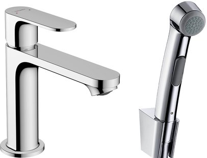 Hansgrohe Rebris S ééngreeps wastafelmengkraan 110 met bidette handdouche en doucheslang 160 cm zonder afvoer, chroom