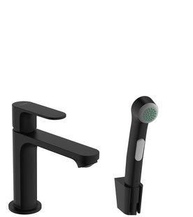 Hansgrohe Rebris S ééngreeps wastafelmengkraan 110 met bidette handdouche en doucheslang 160 cm zonder afvoer, mat zwart