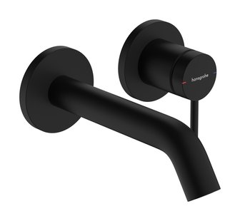 Hansgrohe Tecturis S ééngreeps wastafelkraan inbouw voor wandmontage, met uitloop 16,5 cm, mat zwart