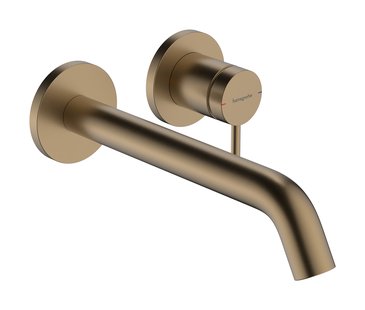 Hansgrohe Tecturis S ééngreeps wastafelkraan inbouw voor wandmontage, met uitloop 22,5 cm, Brushed Bronze