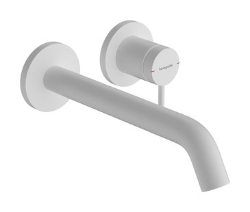Hansgrohe Tecturis S ééngreeps wastafelkraan inbouw voor wandmontage, met uitloop 22,5 cm, mat wit