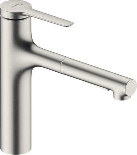 Hansgrohe Zesis M33 ééngreeps keukenkraan 160 met metalen uittrekbare vuistdouche, 2jet, rvs look