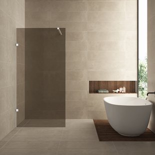 Inloopdouche Wiesbaden Less 80x200 cm 8 mm Nano Vintage Brons Glas Mat Wit