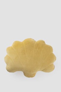 Geel schelpvormig velvet kussen