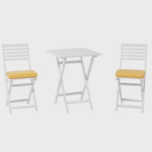 Beliani - FIJI - Bistroset voor 2 - Wit |Geel - Acaciahout