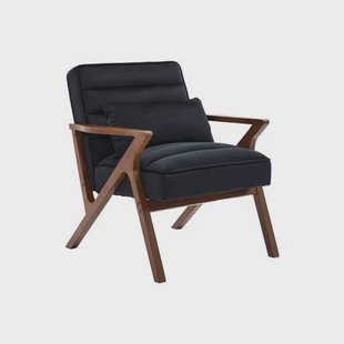 sweeek - Scandinavische fauteuil in heveahout en velours