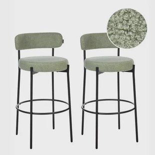 Beliani - ALLISON - Barkruk set van 2 - Lichtgroen - Bouclé