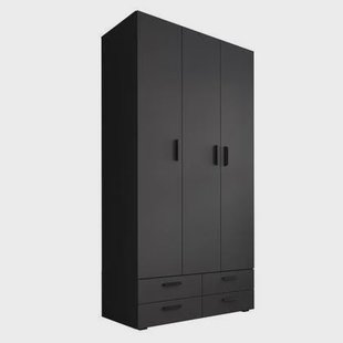 Meubella - Kledingkast Brussel - Antraciet - 111 cm - Met lades