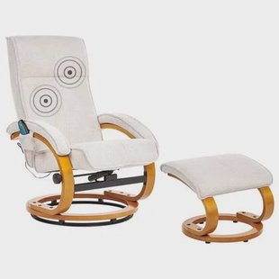 Beliani - HERO - Relaxfauteuil met voetenbank - Lichtbeige - Polyester
