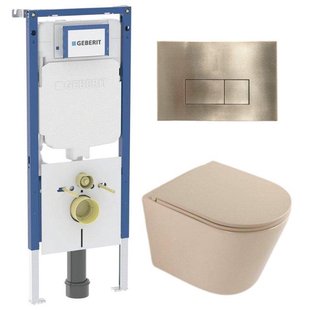 QeramiQ Dely Toiletset - 36.3x51.7cm - diepspoel - rimless - Geberit UP720 inbouwreservoir - softclose toilet zitting - geborsteld messing bedieningsplaat - rechthoekige knoppen - mat beige SW1000764/SW1000770/SW1237202/SW706201 QeramiQ Dely Toiletset - 36.3x51.7cm - diepspoel - rimless - Geberit UP720 inbouwreservoir - softclose toilet zitting - geborsteld messing bedieningsplaat - rechthoekige knoppen - mat beige SW1000764/SW1000770/SW1237202/SW706201