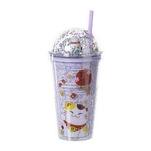 Funny beker kat - paars - 450 ml