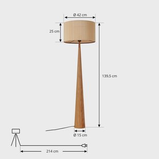 Lucande vloerlamp Fabrena, naturelkleurig, bamboe, hoogte 138 cm