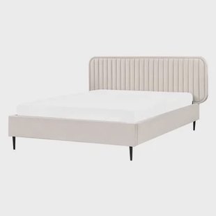 Beliani - BRIN - Tweepersoonsbed - Beige - 140 x 200 cm - Fluweel