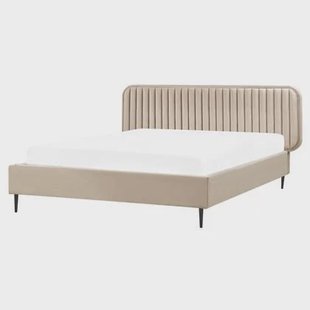 Beliani - BRIN - Tweepersoonsbed - Taupe - 160 x 200 cm - Fluweel