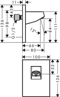 Hansgrohe Pulsify wandaansluiting voor hoofddouche 105, Brushed Bronze