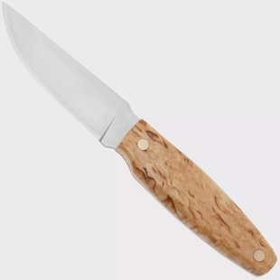 Nordic Knife Design Otter 2055, Satin 14C28N, Curly Birch, vaststaand mes