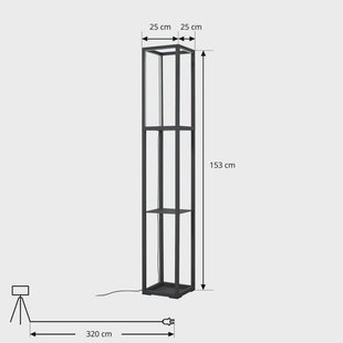 Lindby LED vloerlamp Birta, staand, plank, hoogte 155 cm