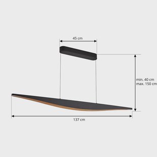 Lucande LED hanglamp Clavit, zwart, 140 cm, dimbaar