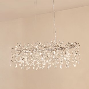 Lucande hanglamp Bellora, 101 cm, roestvrij staal, kristal