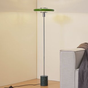 Lindby vloerlamp Branford, retro, groen, metaal/marmer
