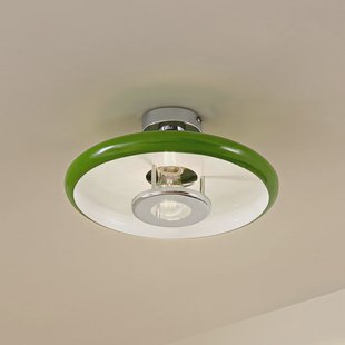 Lindby plafondlamp Branford, retro, Ø 35 cm, groen, metaal