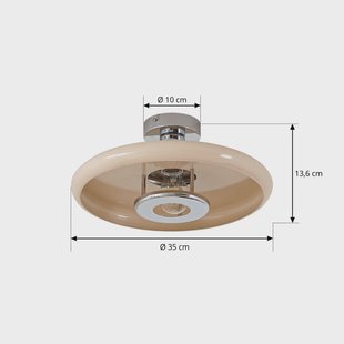 Lindby plafondlamp Branford, retro, Ø 35 cm, beige, metaal