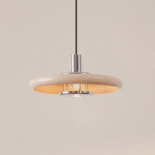 Lindby hanglamp Branford, retro, Ø 35 cm, beige, metaal