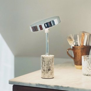 Dyberg Larsen LED tafellamp Starlight, chroom/grijs