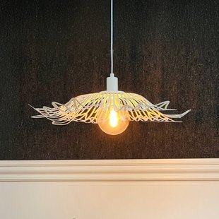 Dyberg Larsen hanglamp Flora, parelwit, Ø 60 cm, metaal