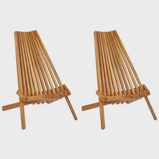 Beliani - BELLANO - Tuinstoel set van 2 - Lichthout - Acaciahout