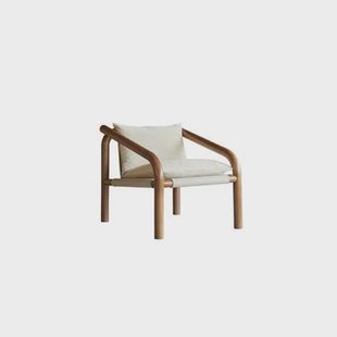 Tikamoon - Fauteuil van donker massief eikenhout en ecru stof