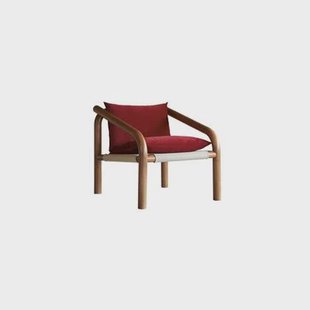 Tikamoon - Fauteuil van massief eikenhout en rood fluweel