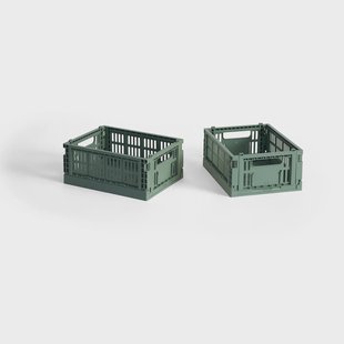 HAY HAY Colour Crate Mini 2-pack 13x17 cm Sage green