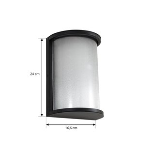 Lindby LED buiten wandlamp Calvik, zwart, geribbeld, IP44