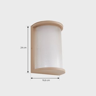 Lindby LED buiten wandlamp Calvik, beige, geribbeld, IP44