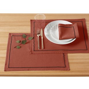 Set van 4 placemats gewassen linnen/katoen Métis Bourdon