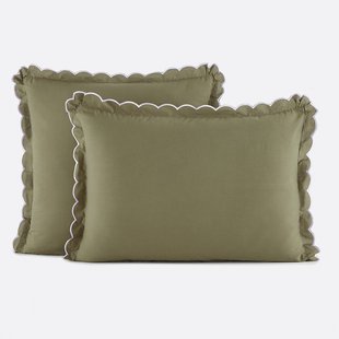 Effen kussensloop met franjes in gewassen katoen, Scenario