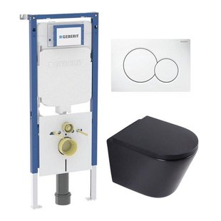 QeramiQ Dely Toiletset - Geberit UP720 Burda inbouwreservoir - witte bedieningsplaat - softclose toilet zitting 35 mm - mat zwart SW1026253/SW1000769/SW1237202/0700518 QeramiQ Dely Toiletset - Geberit UP720 Burda inbouwreservoir - witte bedieningsplaat - softclose toilet zitting 35 mm - mat zwart SW1026253/SW1000769/SW1237202/0700518