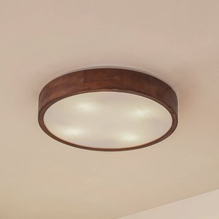 Lindby plafondlamp Tanju, Ø 50 cm, walnoothout, 4-lamps, E27