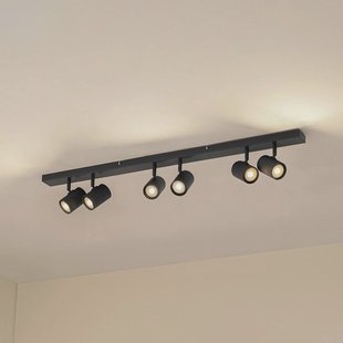 Lindby plafondspots Kardis, donkergrijs, 6-lamps, metaal, GU10
