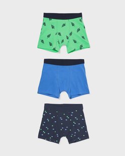 HEMA Kinderboxers stretch katoen bladeren - 3 stuks blauw (blauw)