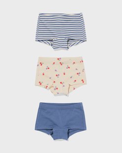 HEMA Kinderboxers stretch katoen kers - 3 stuks blauw (blauw)