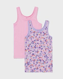 HEMA Kinderhemden stretch katoen bloemen - 2 stuks roze (roze)