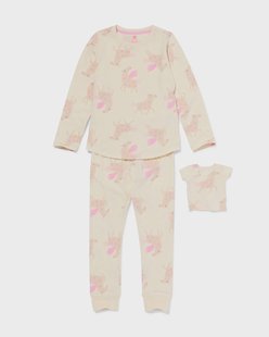 HEMA Kinderpyjama met poppenpyjama eenhoorn gebroken wit (gebroken wit)