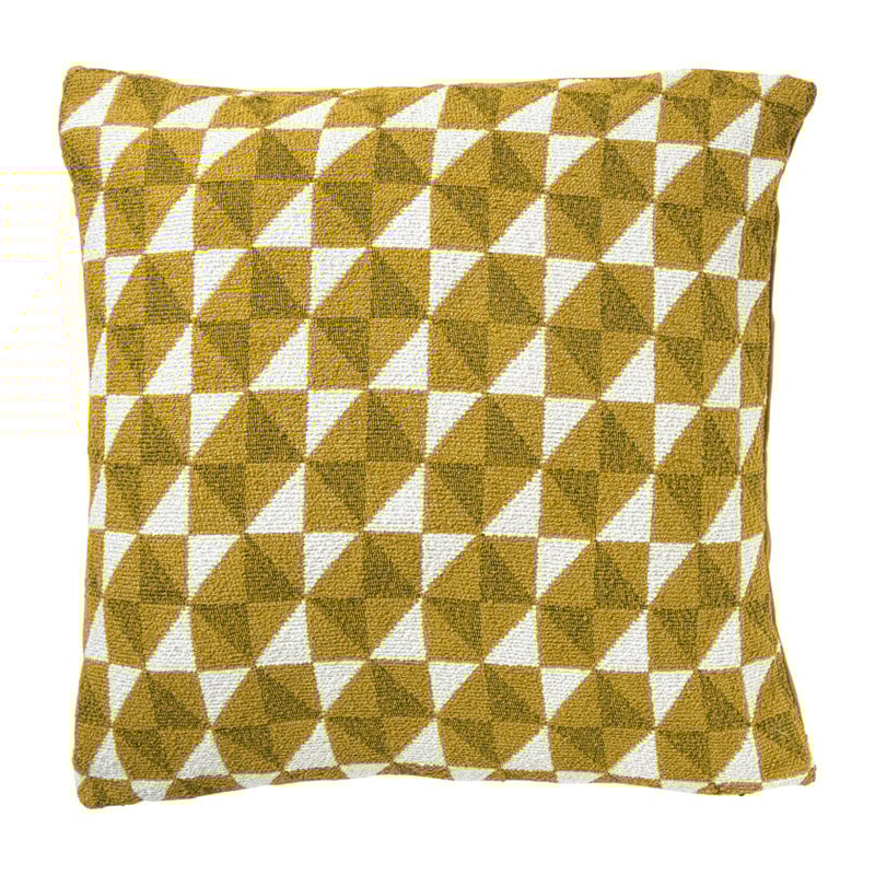 Kussen jacquard driehoek - geel - 45x45 cm